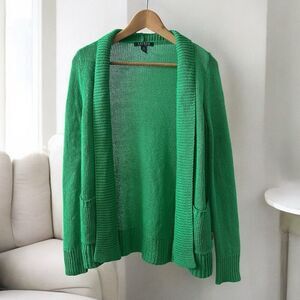 Ralph Lauren RL Open Front Knit Cardigan Sweater Kelly Green Size XS